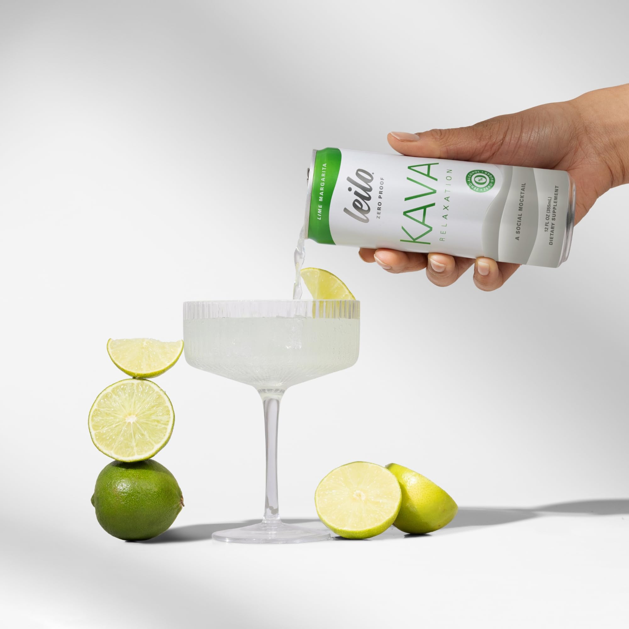 LEILO Kava Kava Drink can side view showcasing ingredients
