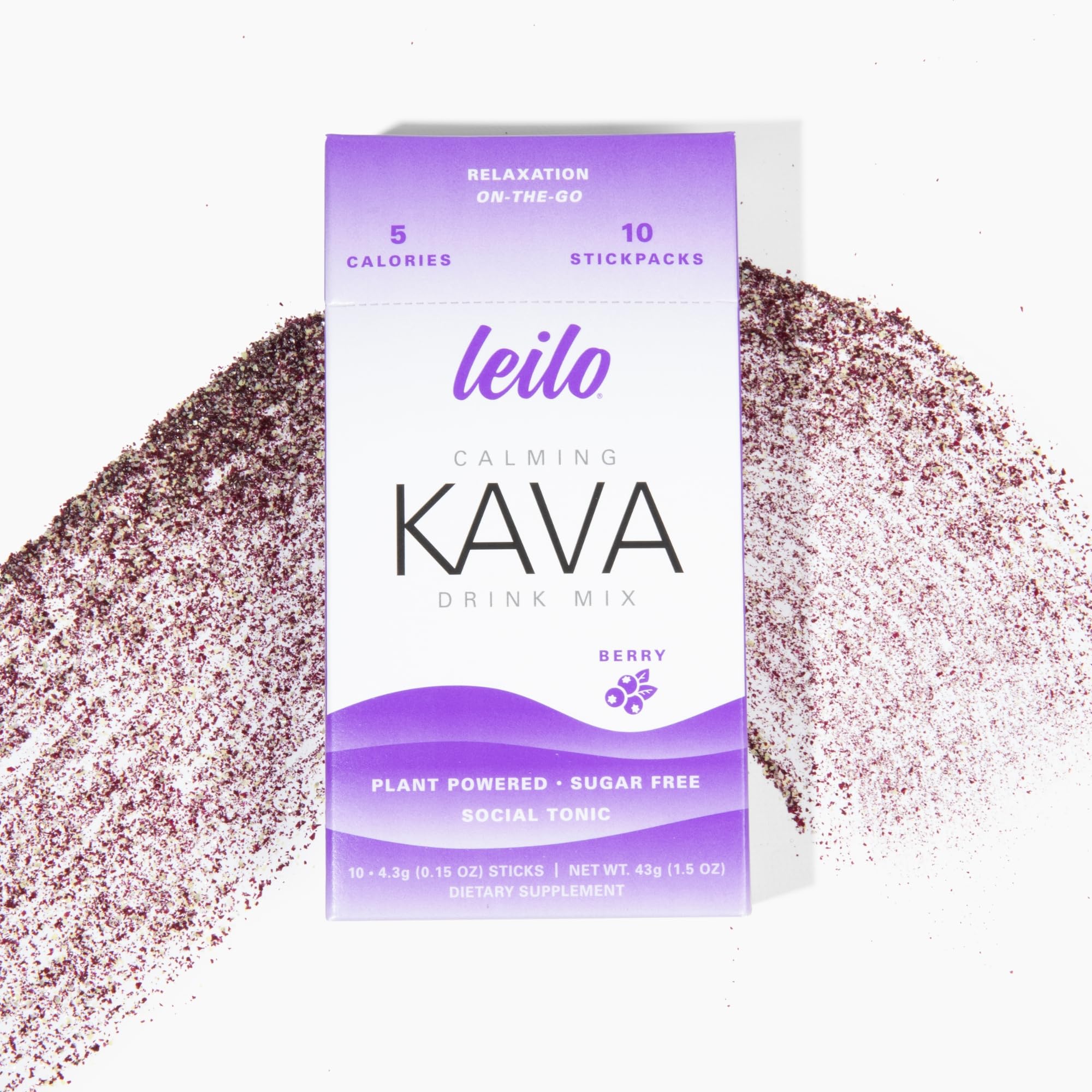 LEILO Kava Kava Drink Mix Bold Berry packaging with sticks