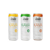 LEILO Kava Kava Mocktail Variety Pack with 12 cans displayed
