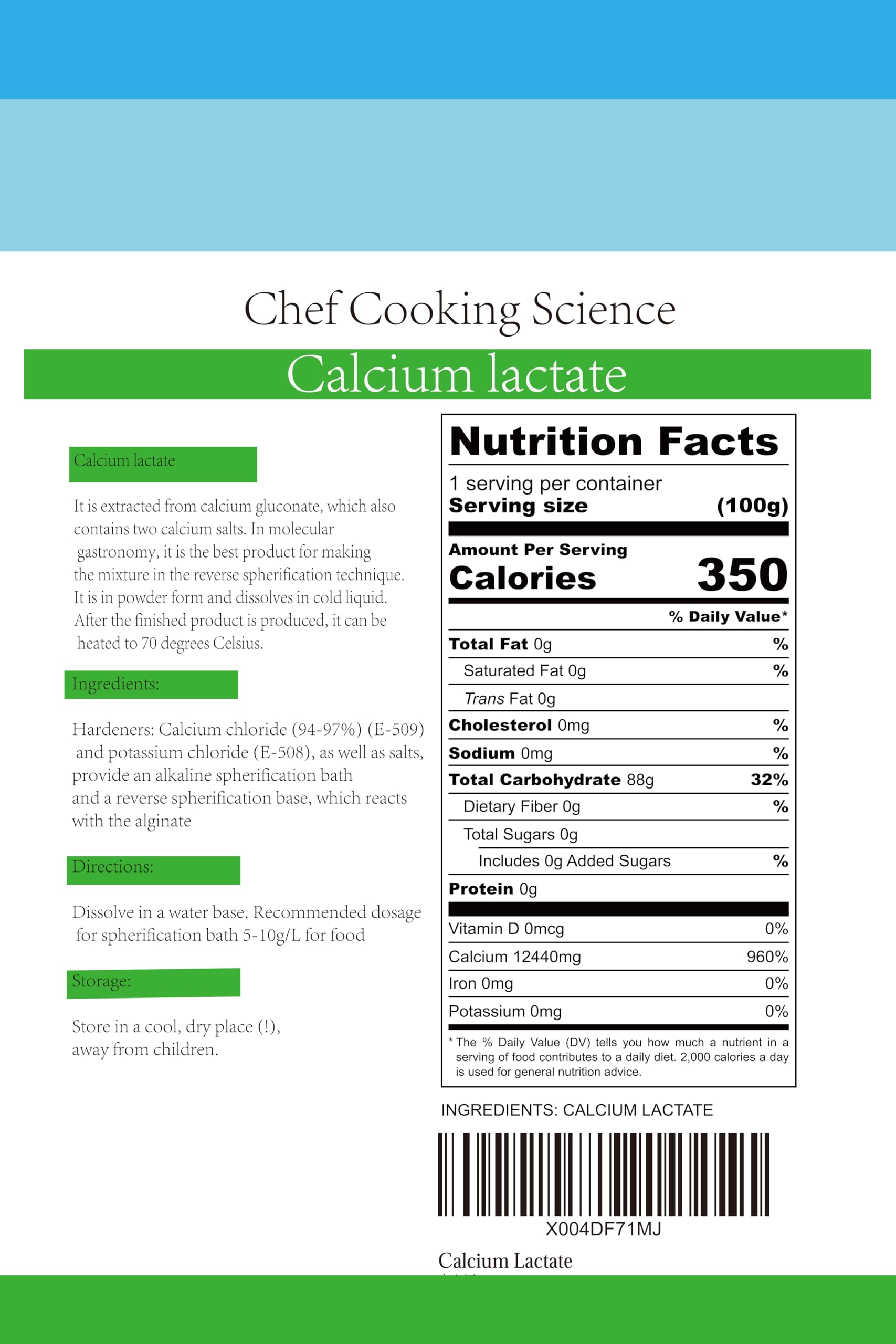 LEIMENGCHEF Calcium Lactate Powder in use for molecular gastronomy