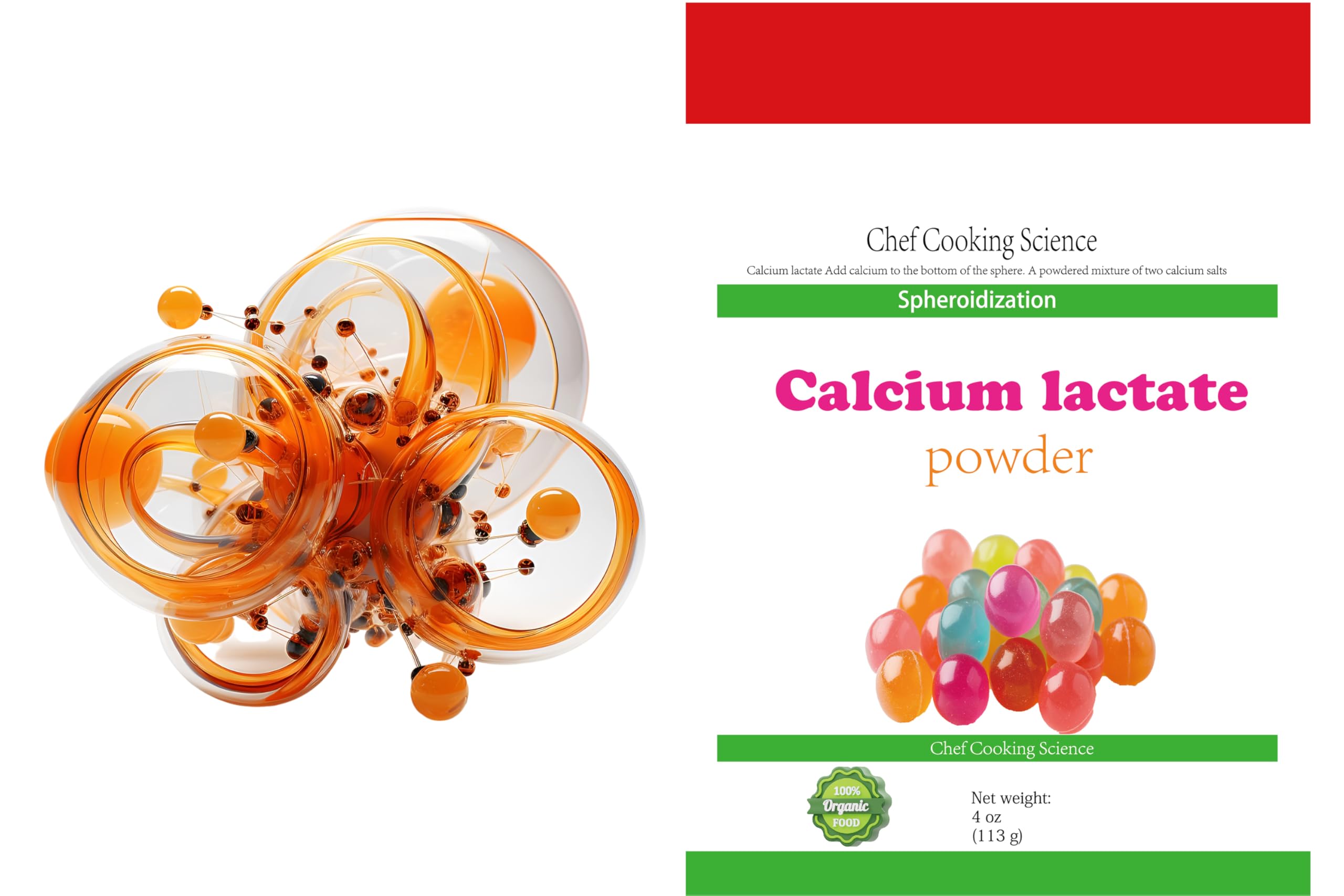 LEIMENGCHEF Calcium Lactate Powder ingredients list on packaging