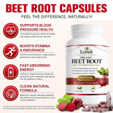Lemeli Beetroot 1300mg Capsules with a measuring spoon