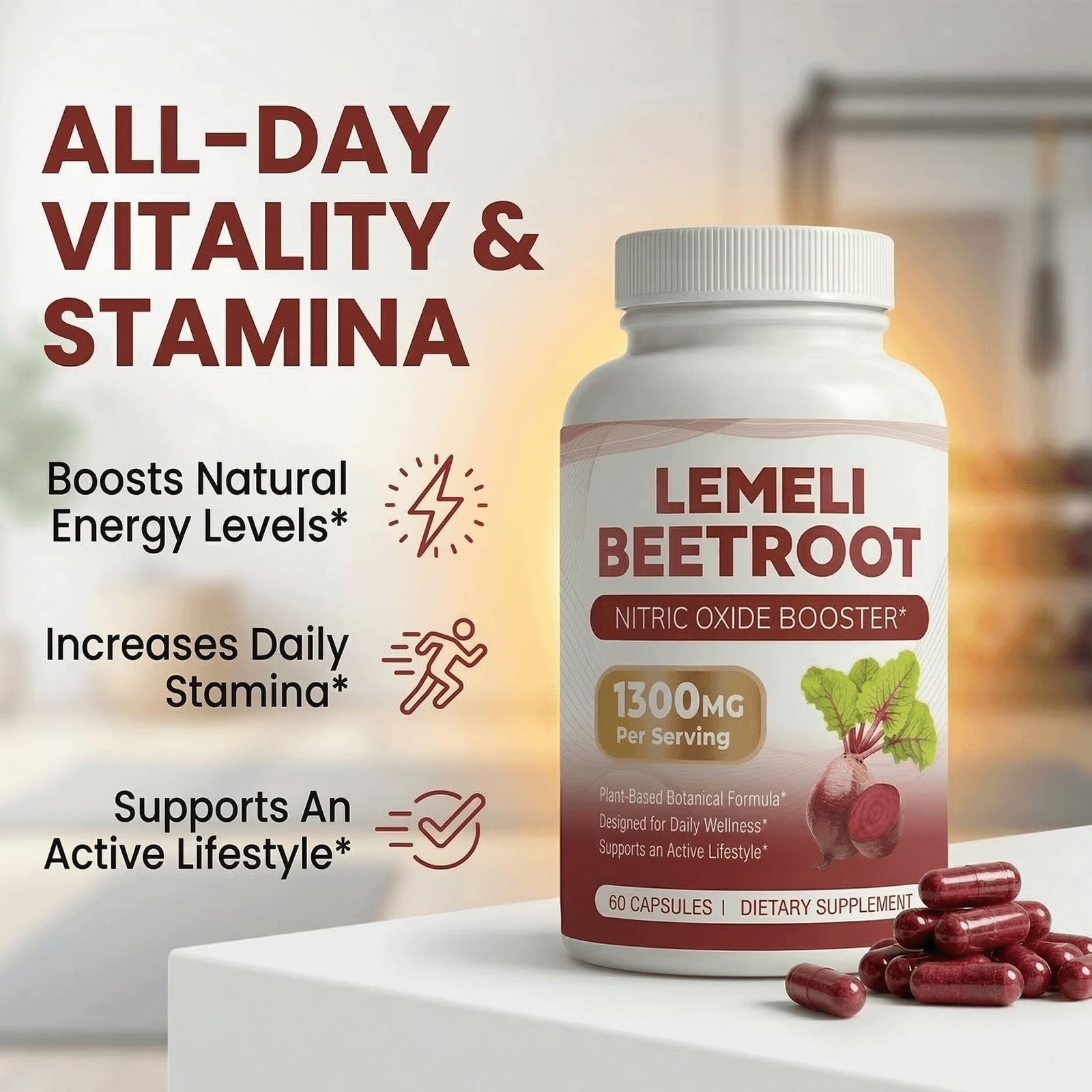 LEMELI BEETROOT supplement back view showing nutritional information
