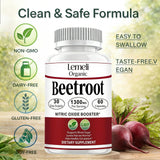 Lemeli Organic Beet Root Powder Capsules 1300mg packaging details
