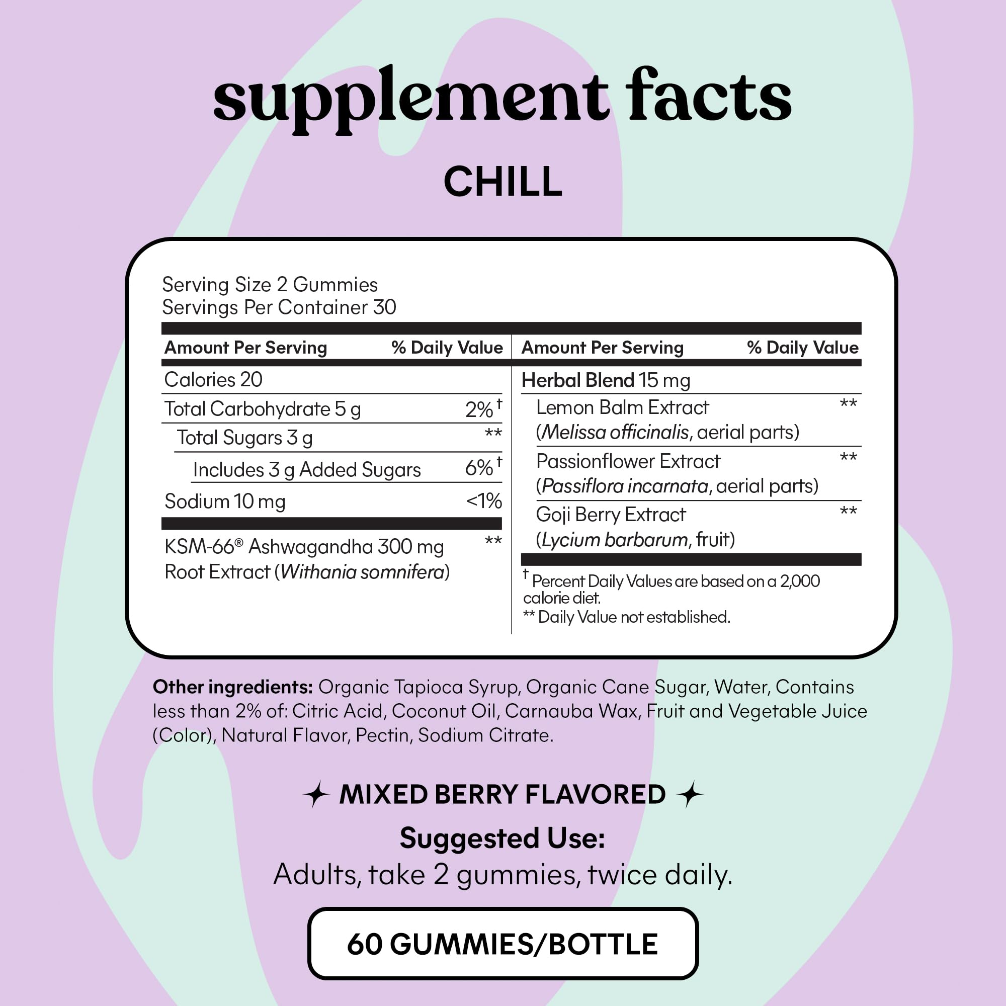 Lemme Chill Ashwagandha packaging details