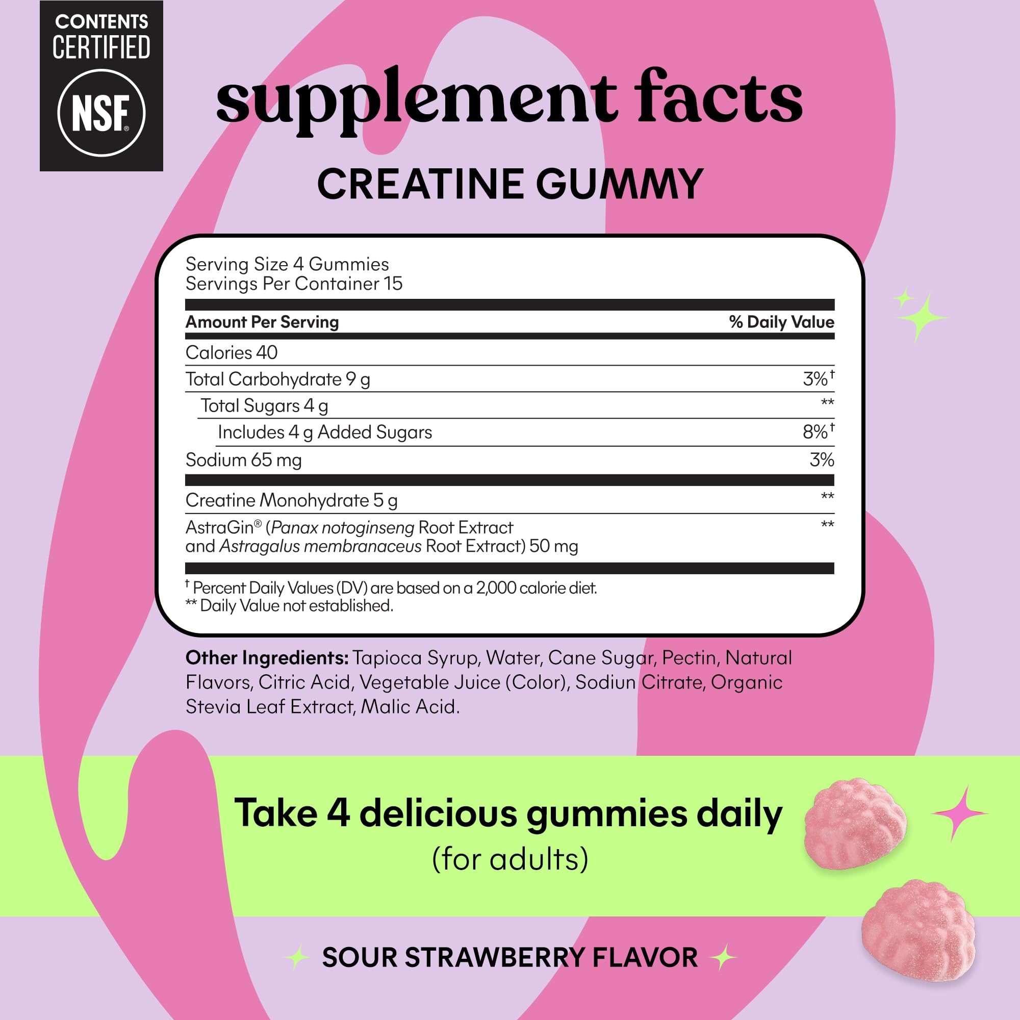 Lemme Creatine Monohydrate Gummies nutritional information