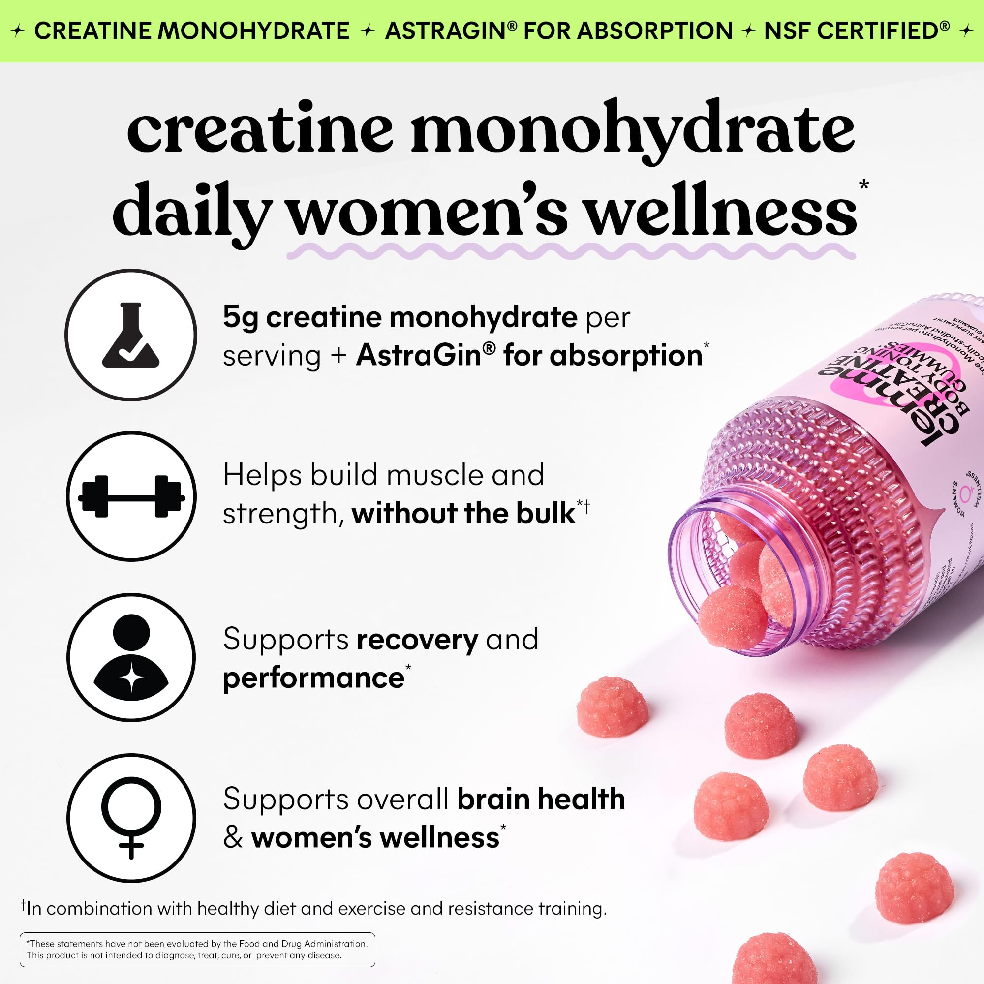 Lemme Creatine Monohydrate Gummies strawberry flavour close-up