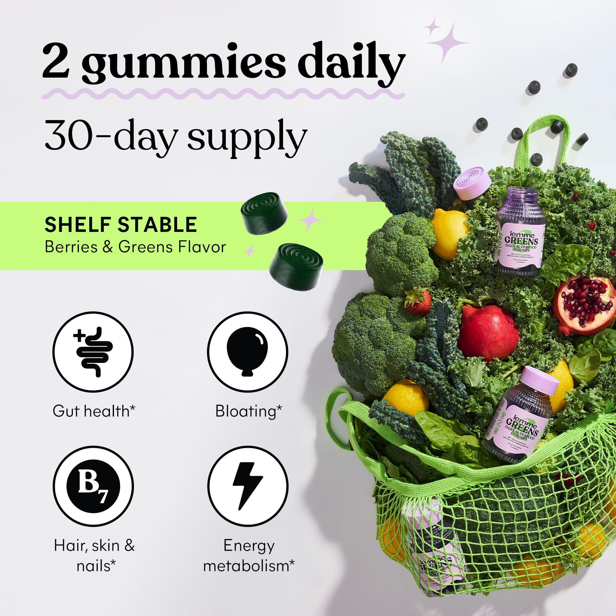 Lemme Greens Superfood Complex Gummies on a wooden table
