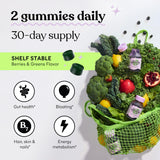 Lemme Greens Superfood Complex Gummies on a wooden table