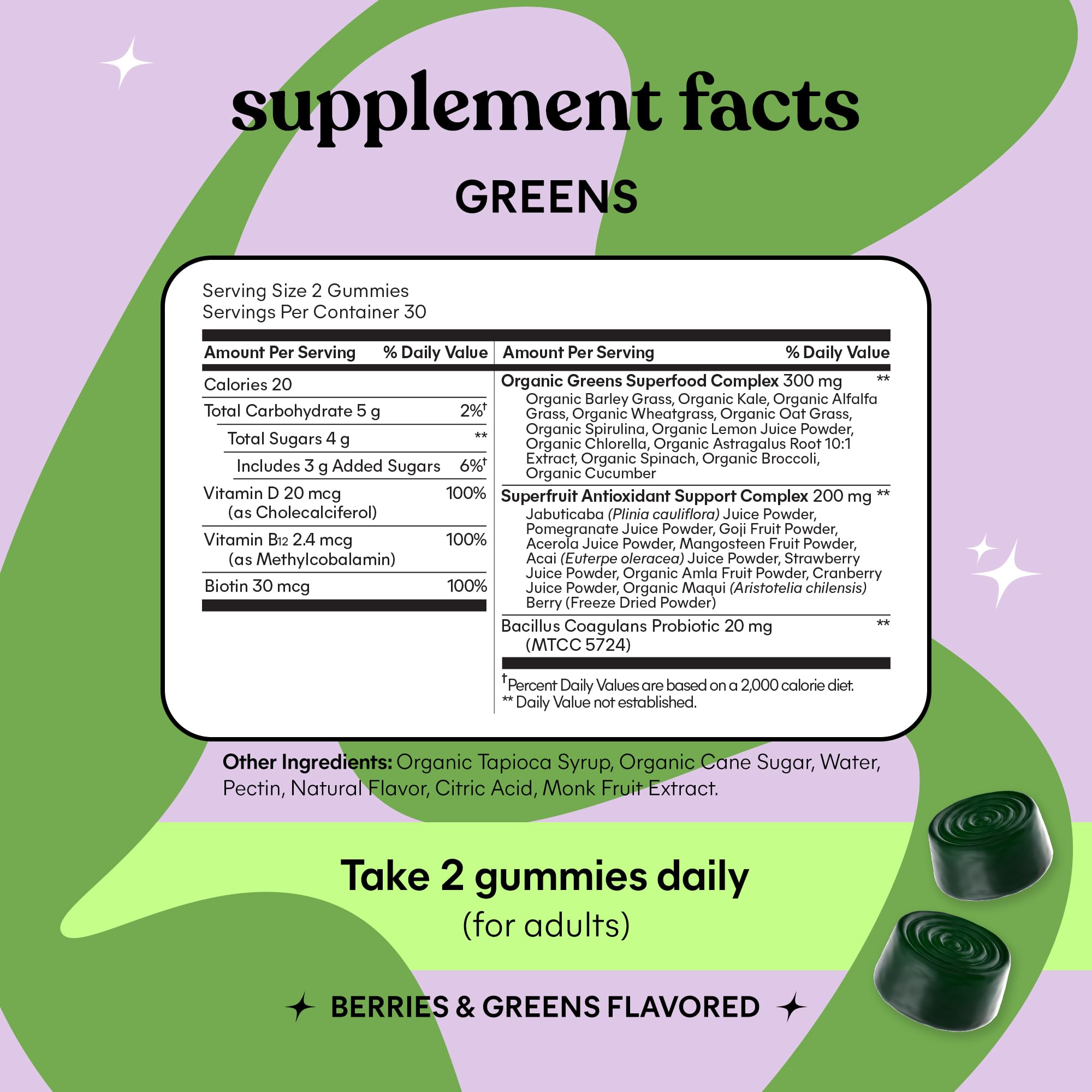 Lemme Greens Superfood Complex Gummies with fresh greens