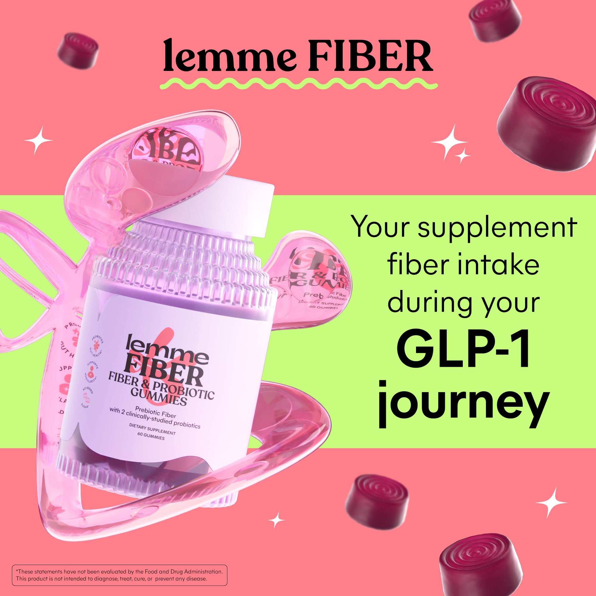 Lemme Prebiotic Fiber Gummies side view of bottle