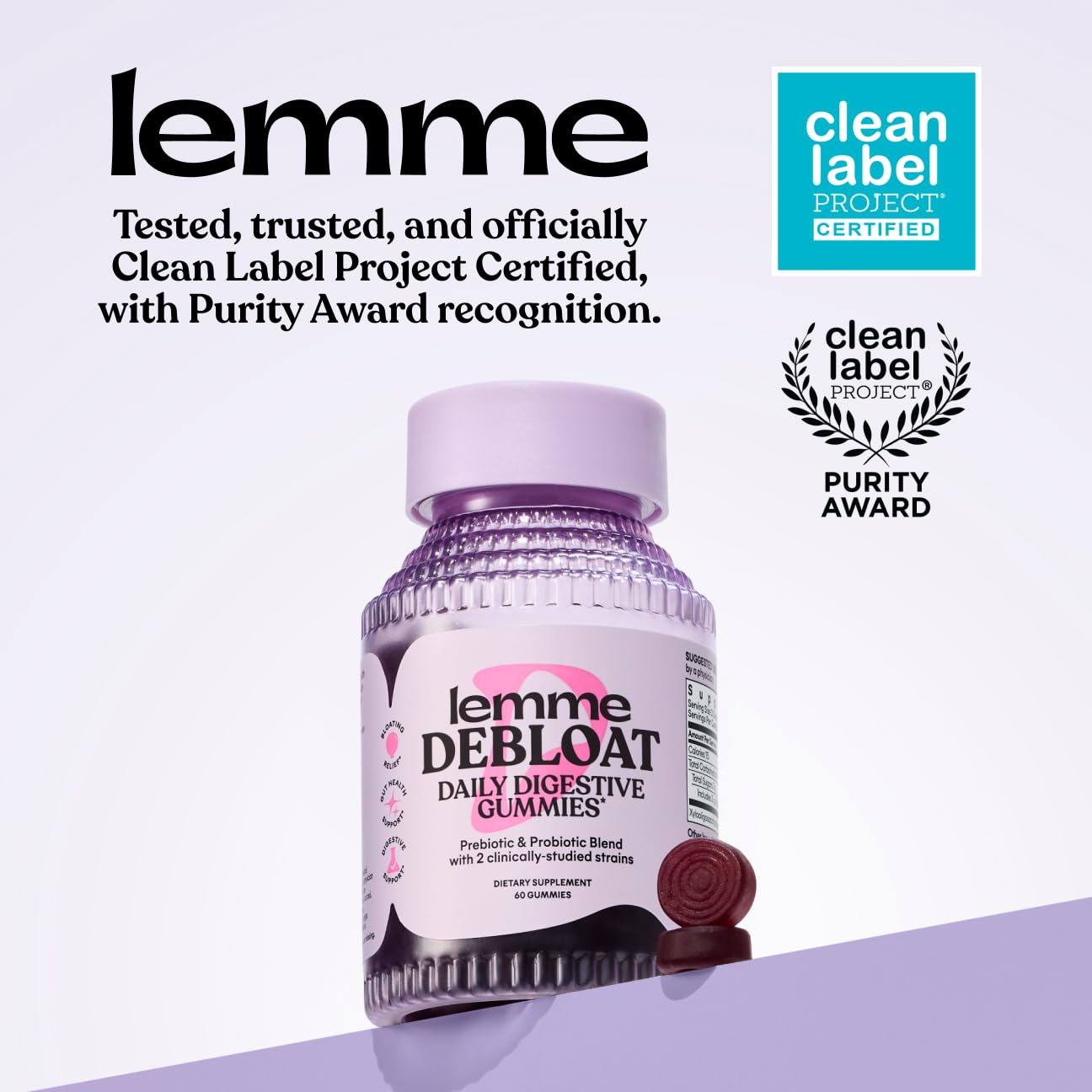 Lemme Probiotic Gummies 60 Count on a wooden table