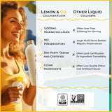 LEMON & CO. Collagen Elixir lifestyle shot with a refreshing drink