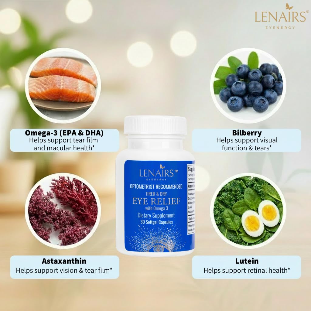 LENAIRS Lutein Eye Comfort Support Capsules bottle with label
