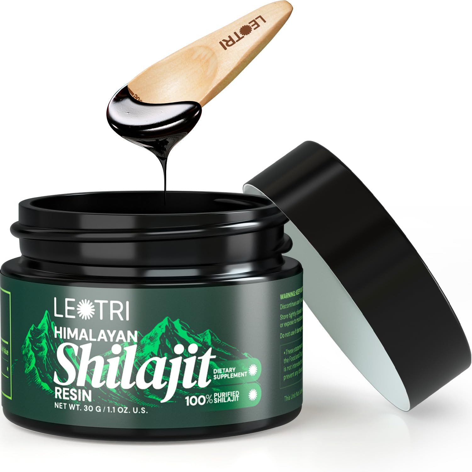 Leotri Shilajit Resin 500mg front view with packaging