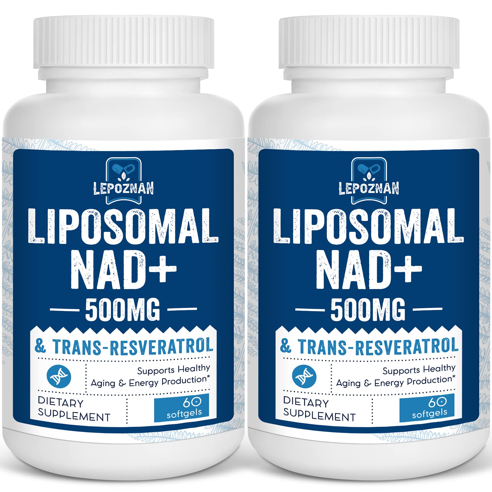 Lepoznan Liposomal NAD+ and Trans-Resveratrol supplement front view