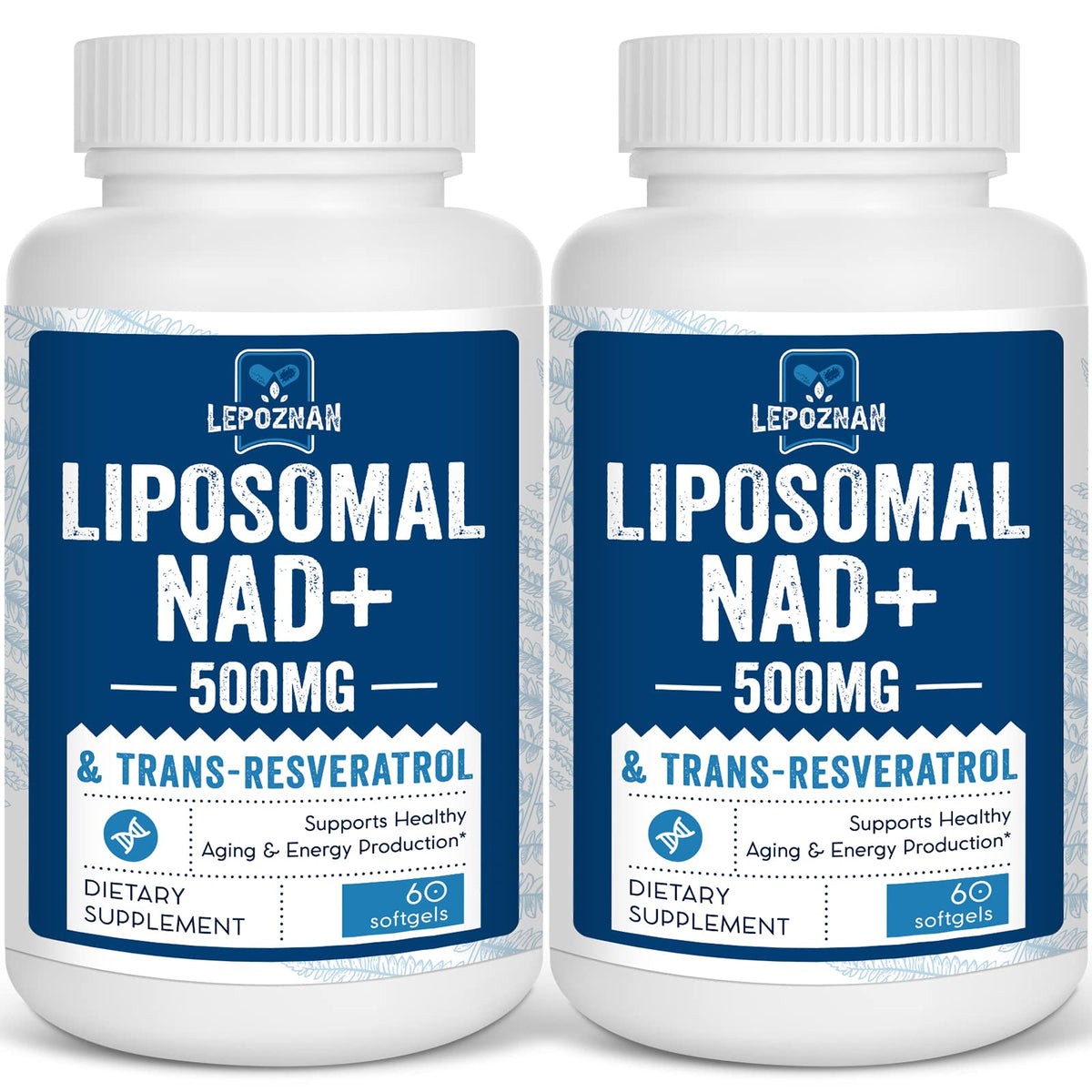Lepoznan Liposomal NAD+ and Trans-Resveratrol supplement front view