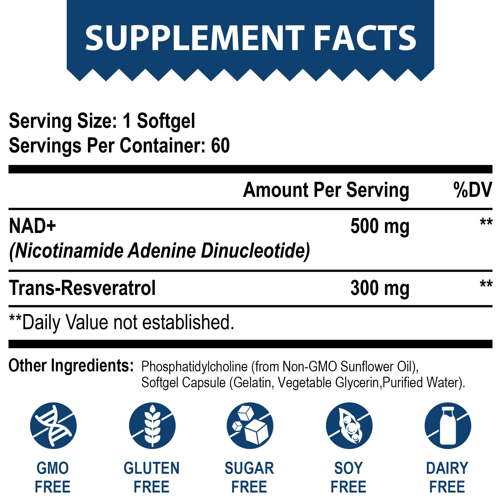 Lepoznan Liposomal NAD+ and Trans-Resveratrol supplement side view