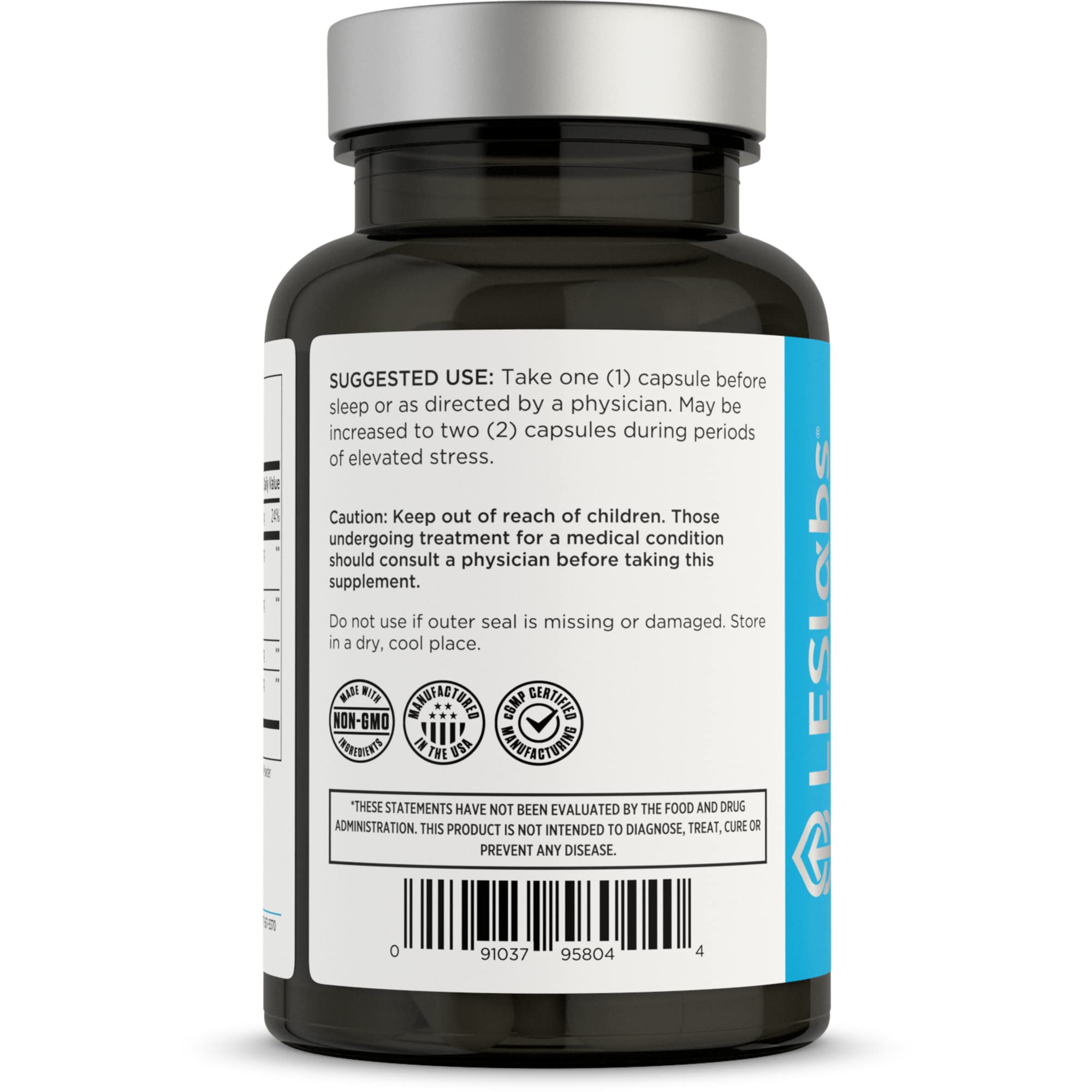 LES Labs Cortisol Health 60 Capsules back view