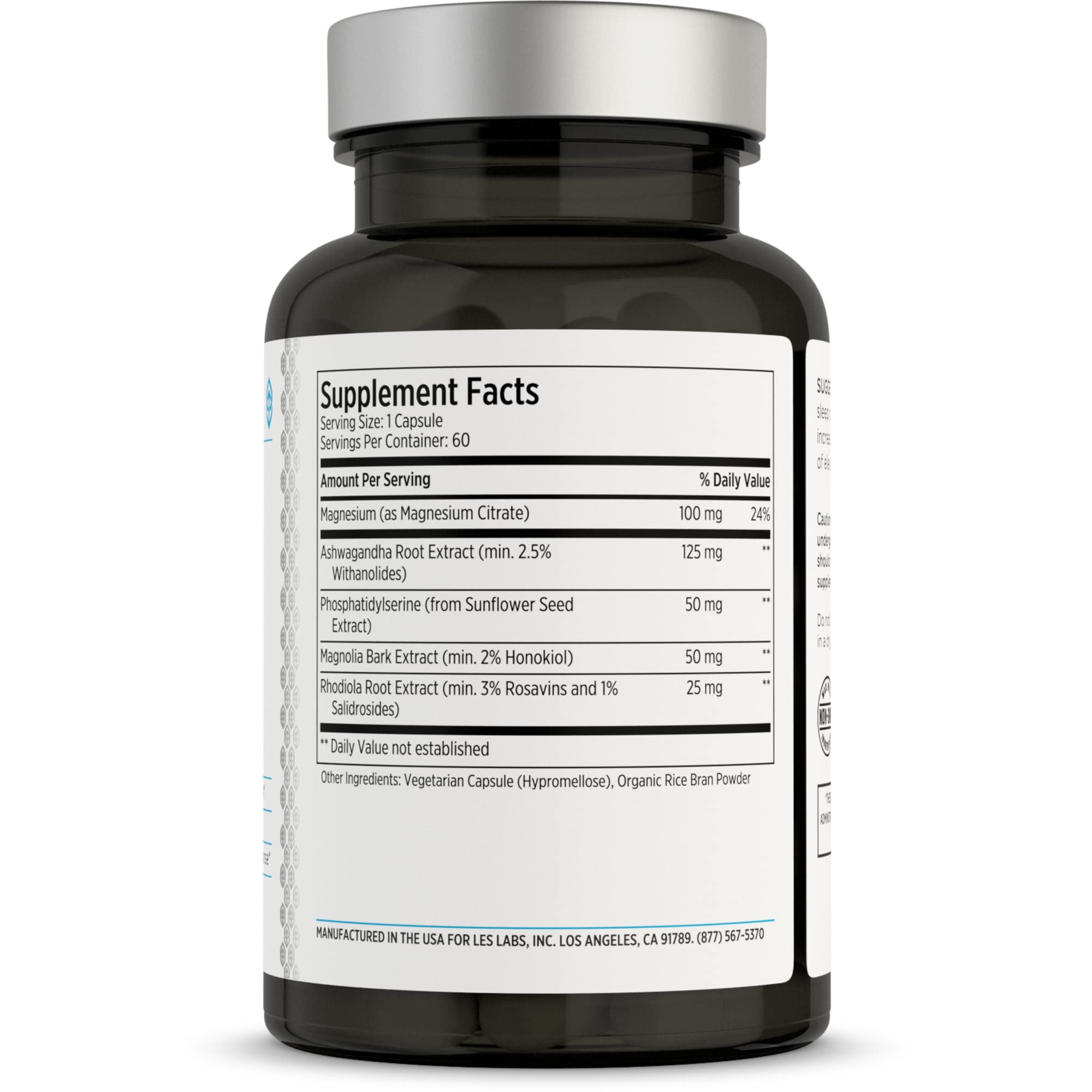 LES Labs Cortisol Health 60 Capsules side view