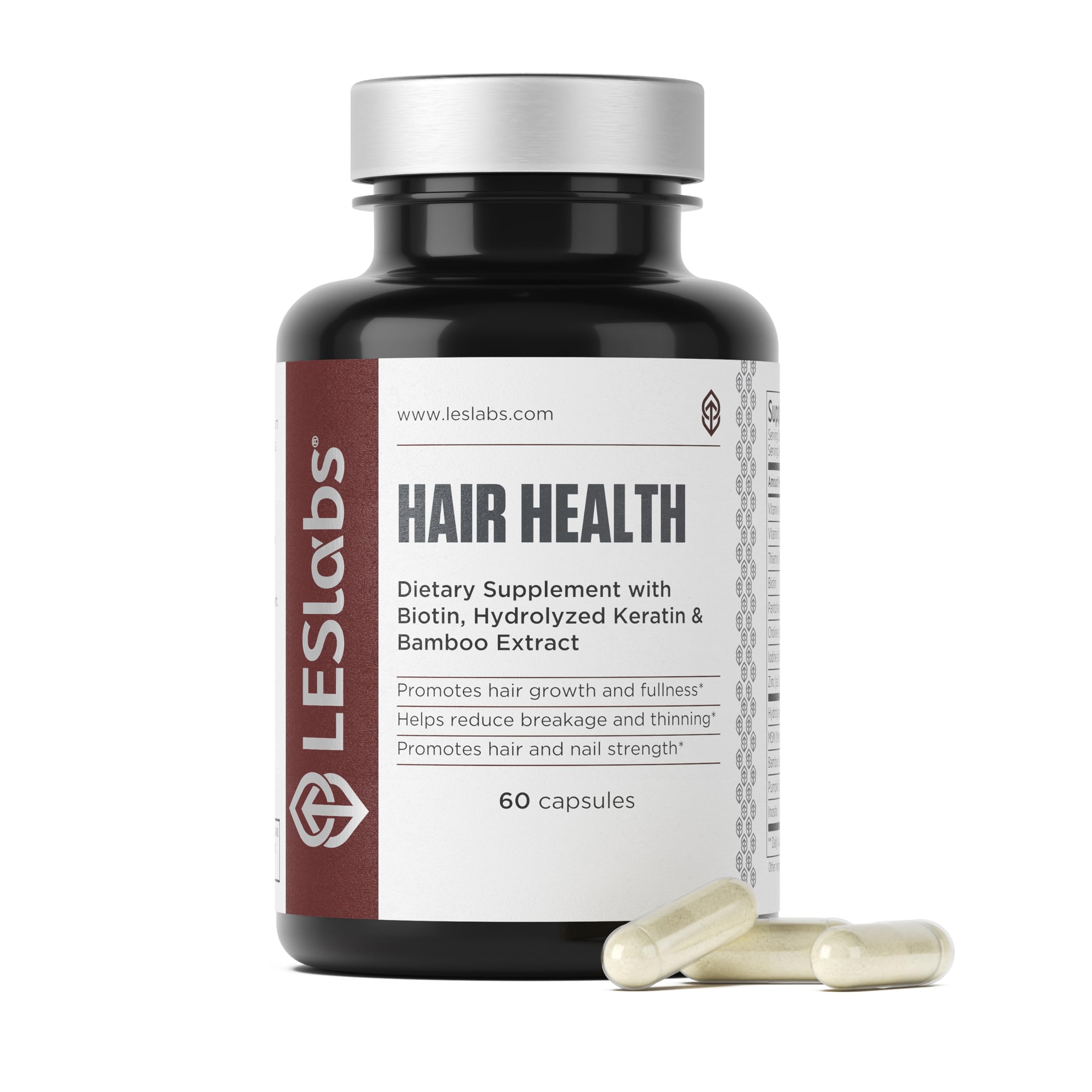 LES Labs Hair Health Biotin Supplement front view