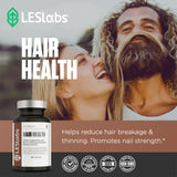 LES Labs Hair Health Biotin Supplement with natural background