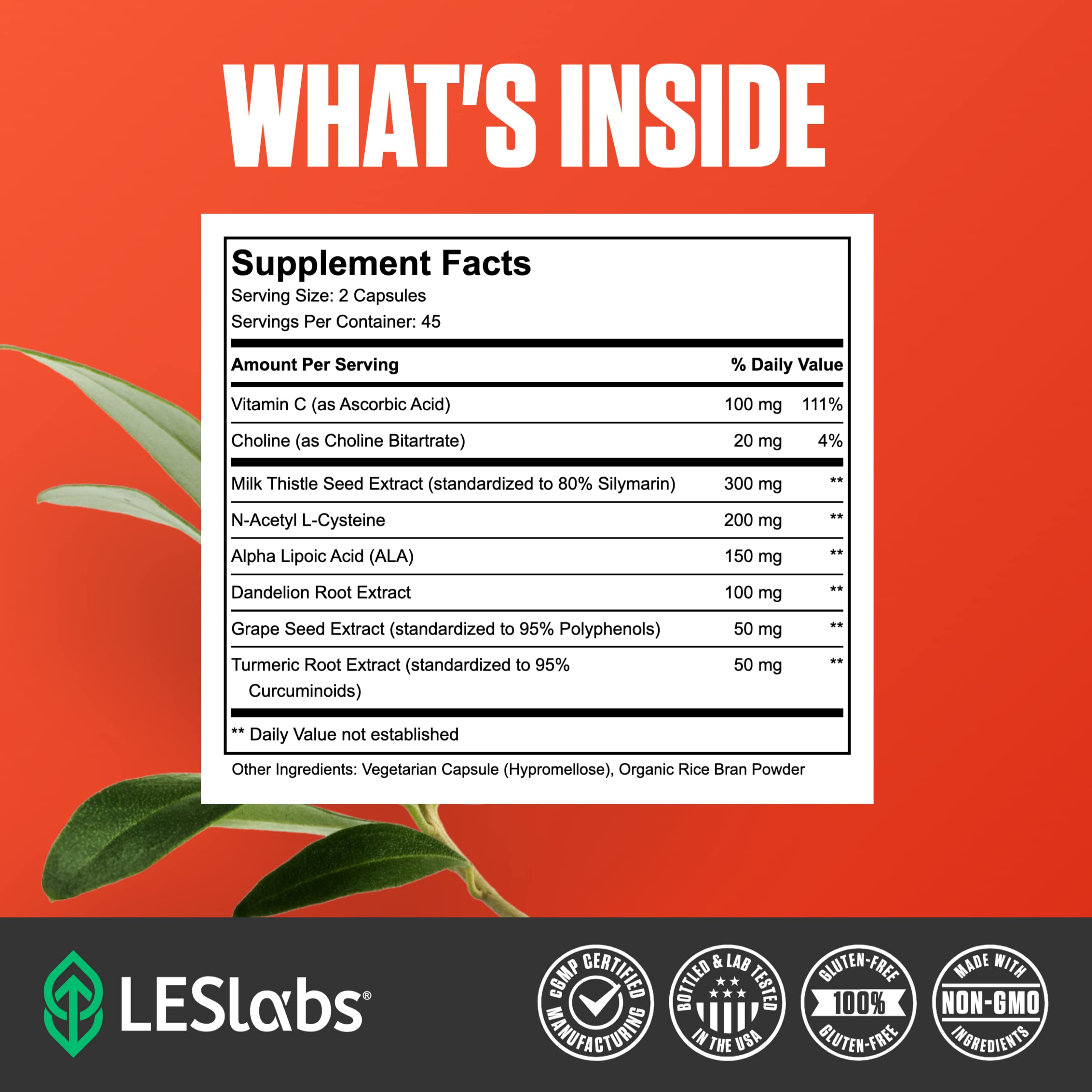 LES Labs Liver Support Supplement 60 Capsules on a wooden table