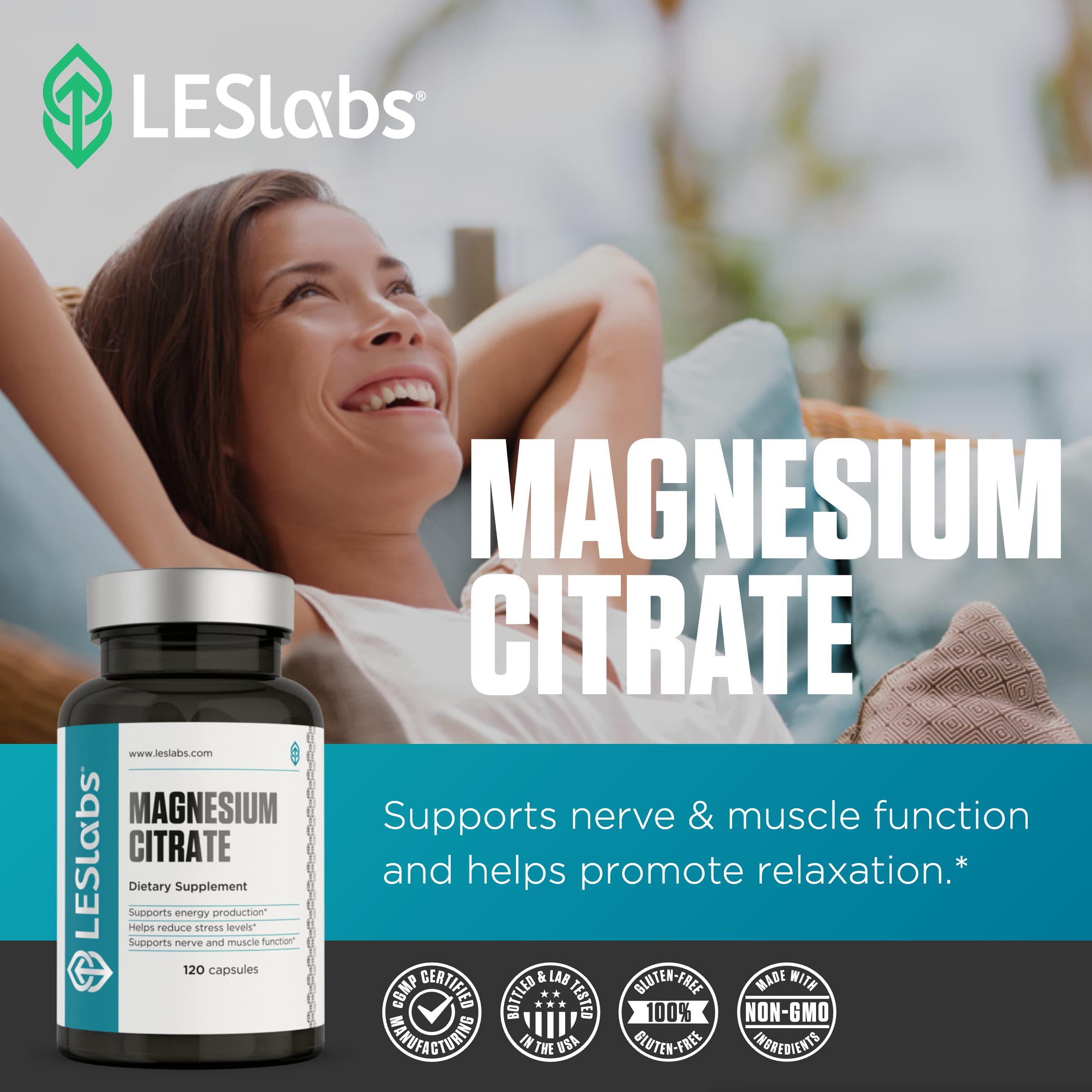 LES Labs Magnesium Citrate Capsules 225mg packaging details
