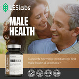 LES Labs Male Health Supplement lifestyle shot with healthy foods