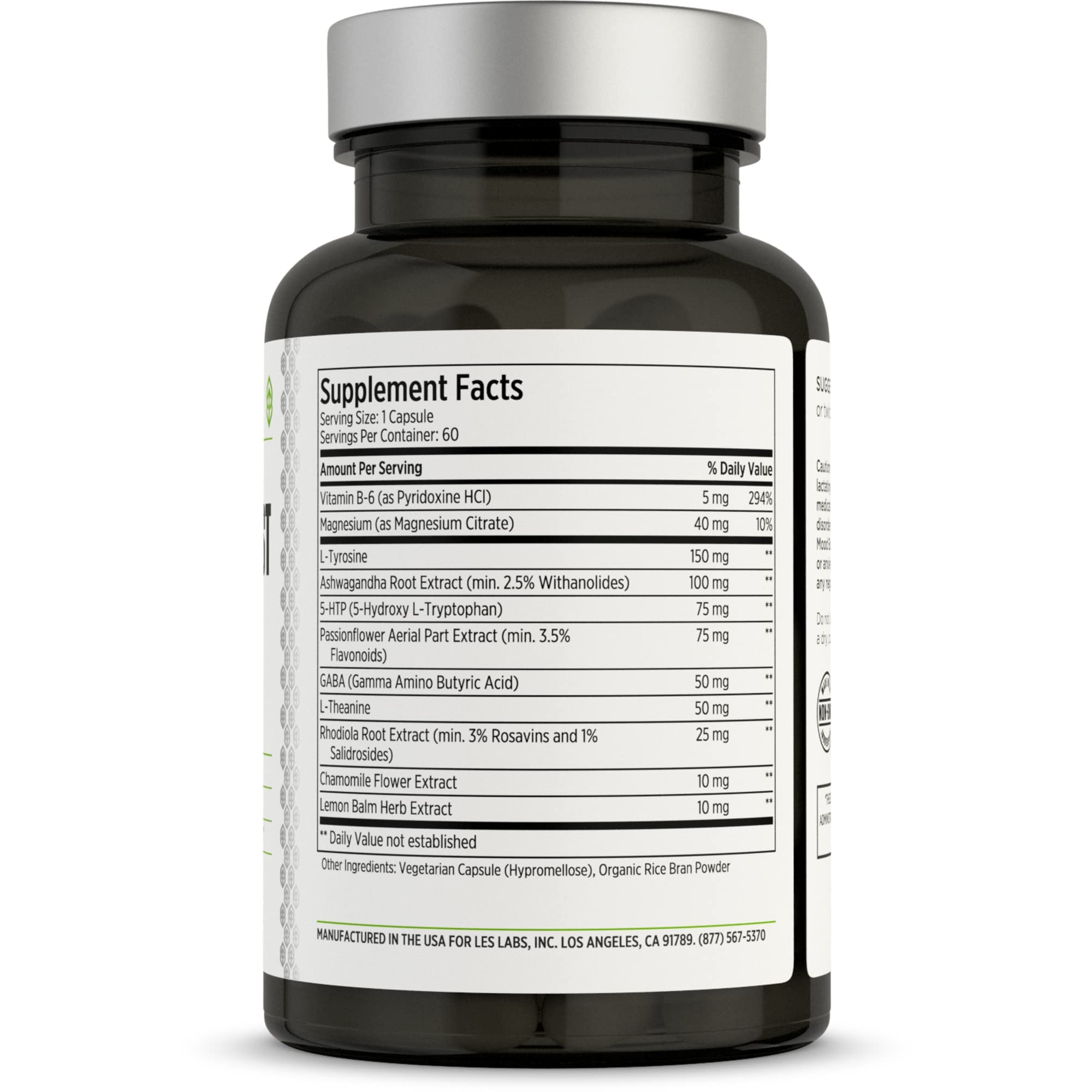 LES Labs Mood Support Supplement 5-HTP side view