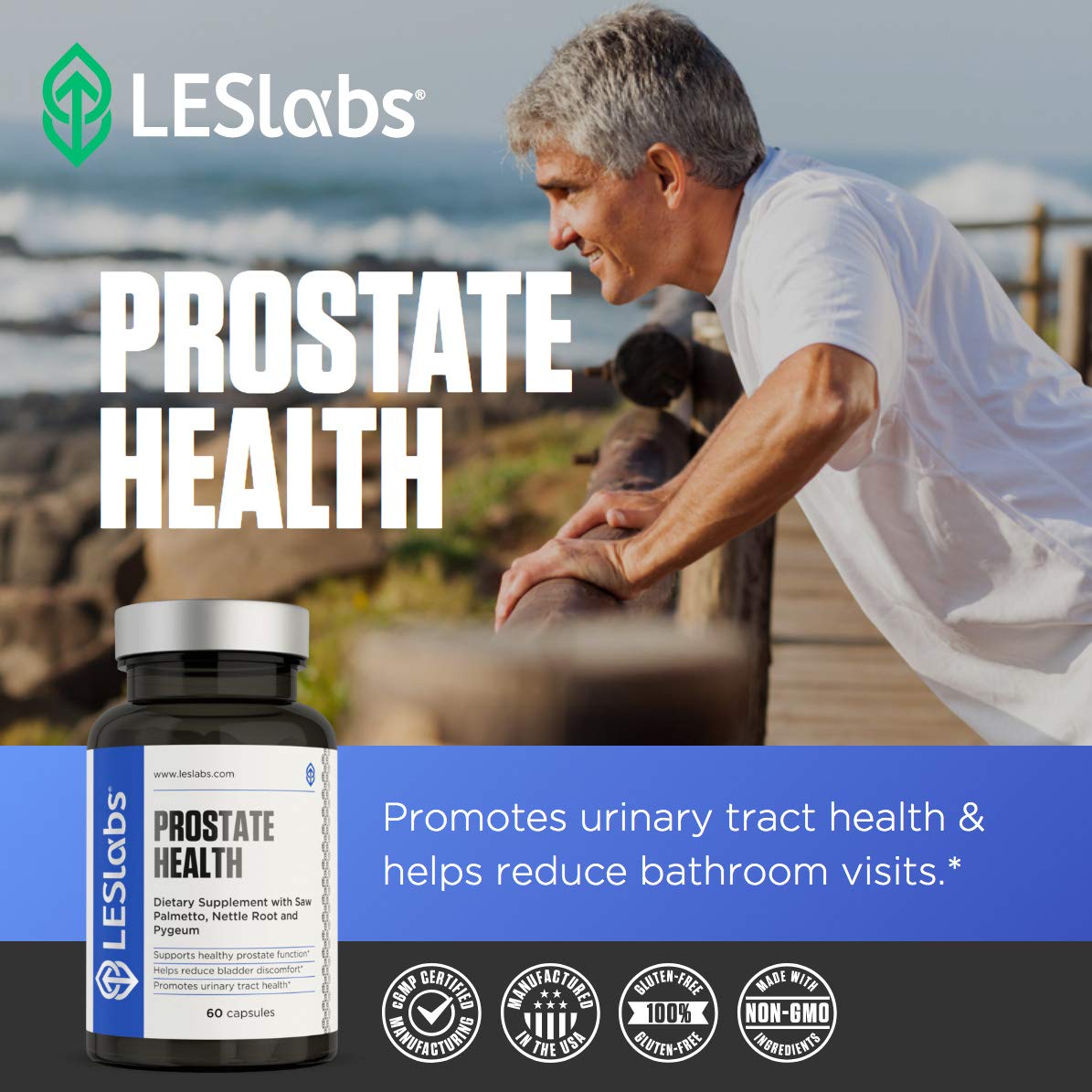 LES Labs Saw Palmetto Prostate Health Supplement bottle back view