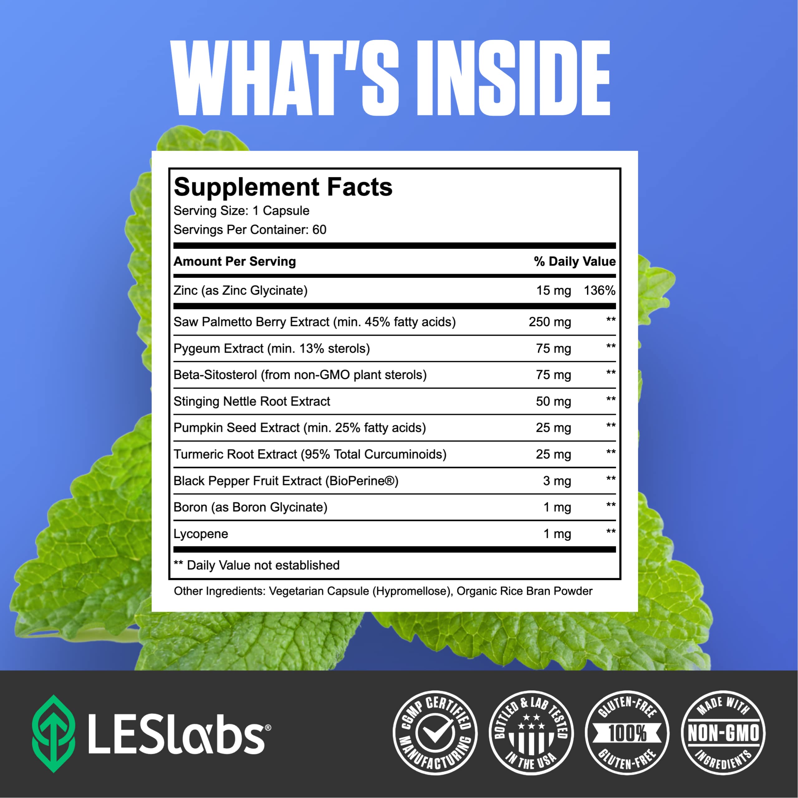 LES Labs Saw Palmetto Prostate Health Supplement with measuring spoon