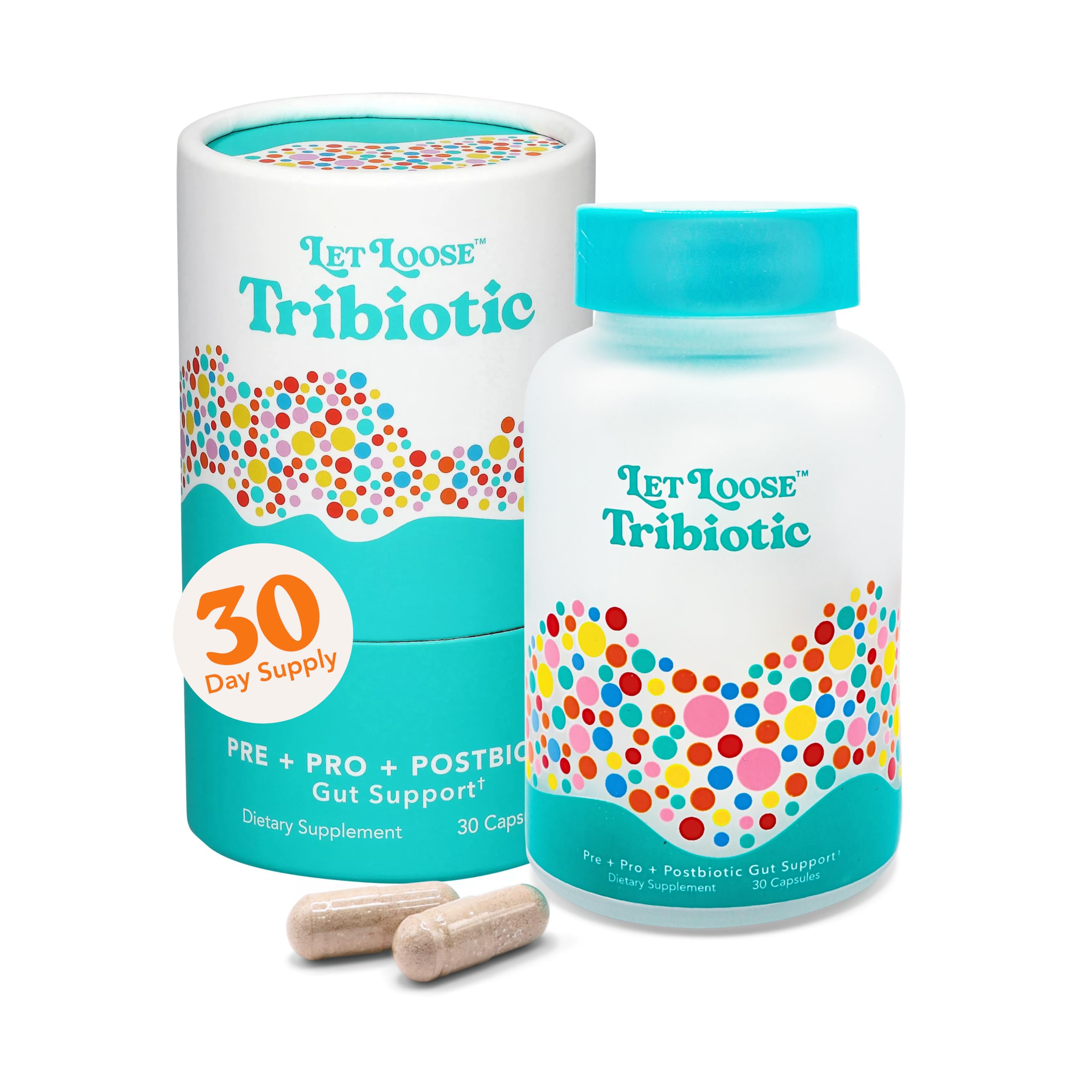 Let Loose Tribiotic Daily Supplement 30 Capsules front view