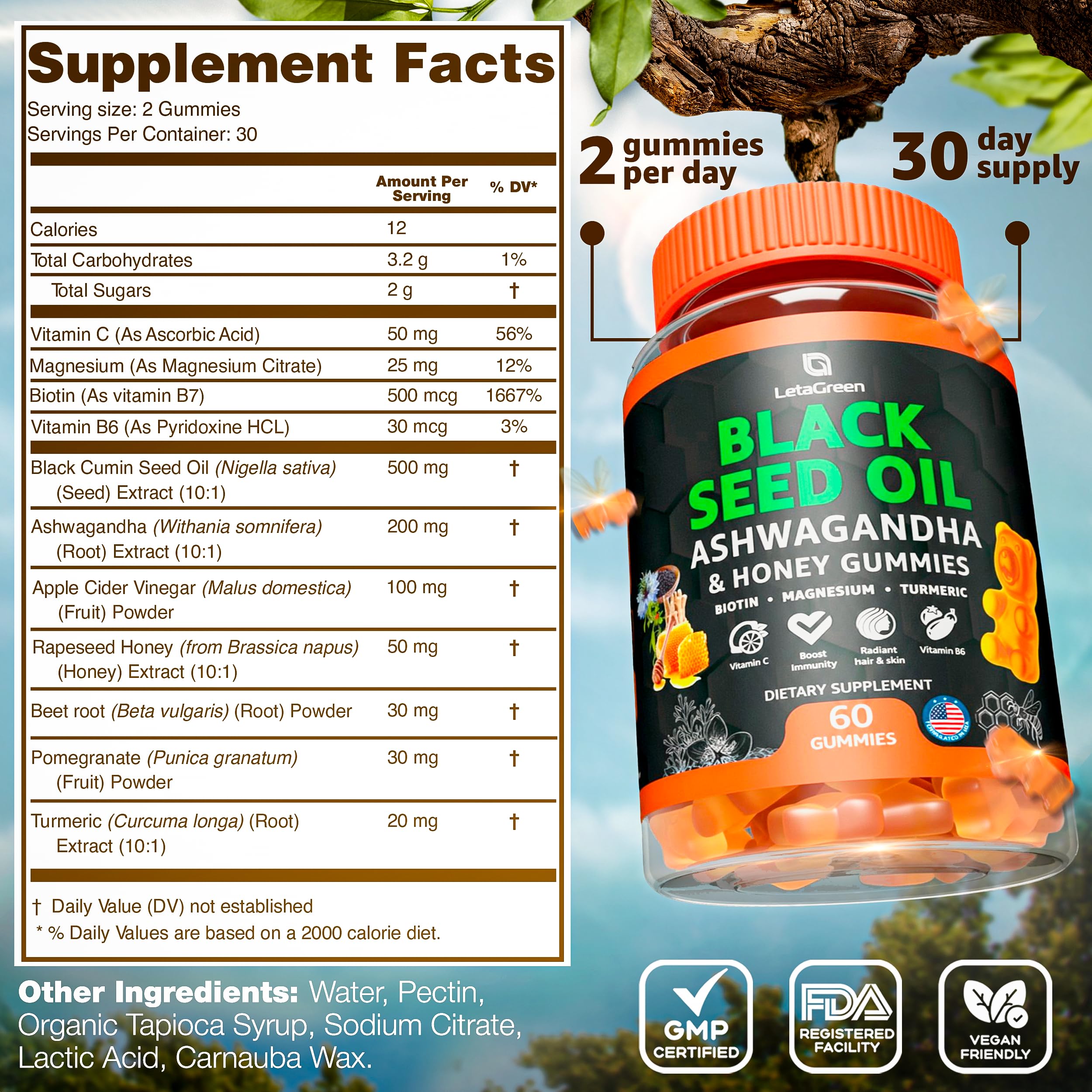 LetaGreen Black Seed Oil Gummies close-up of gummies