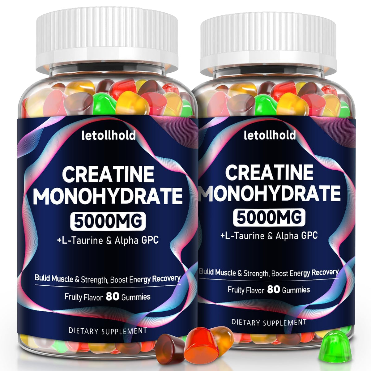 letollhold Creatine Gummies 5000mg front view of bottle