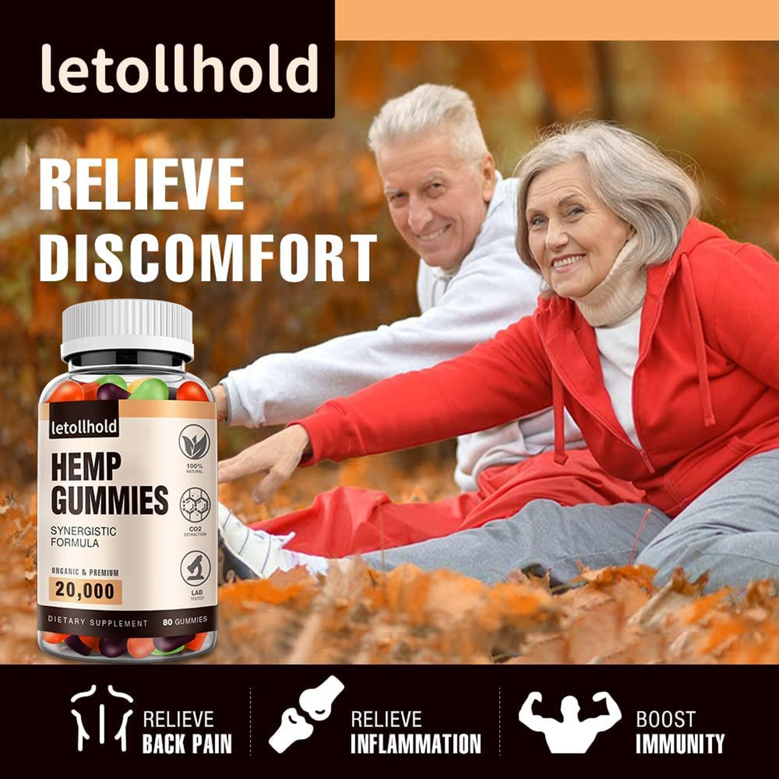 letollhold Hemp Gummies back view with nutritional information