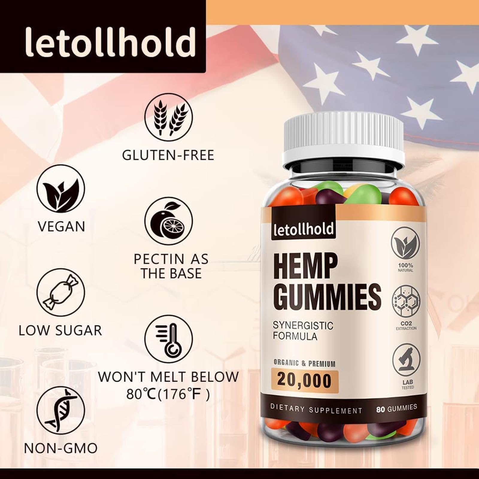 letollhold Hemp Gummies close-up of a single gummy