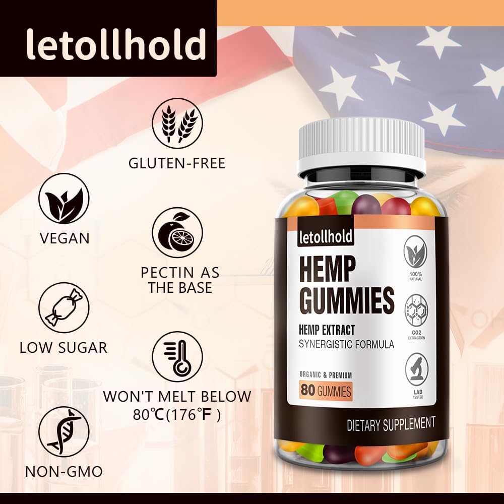 Letollhold Hemp Gummies ingredients list on packaging