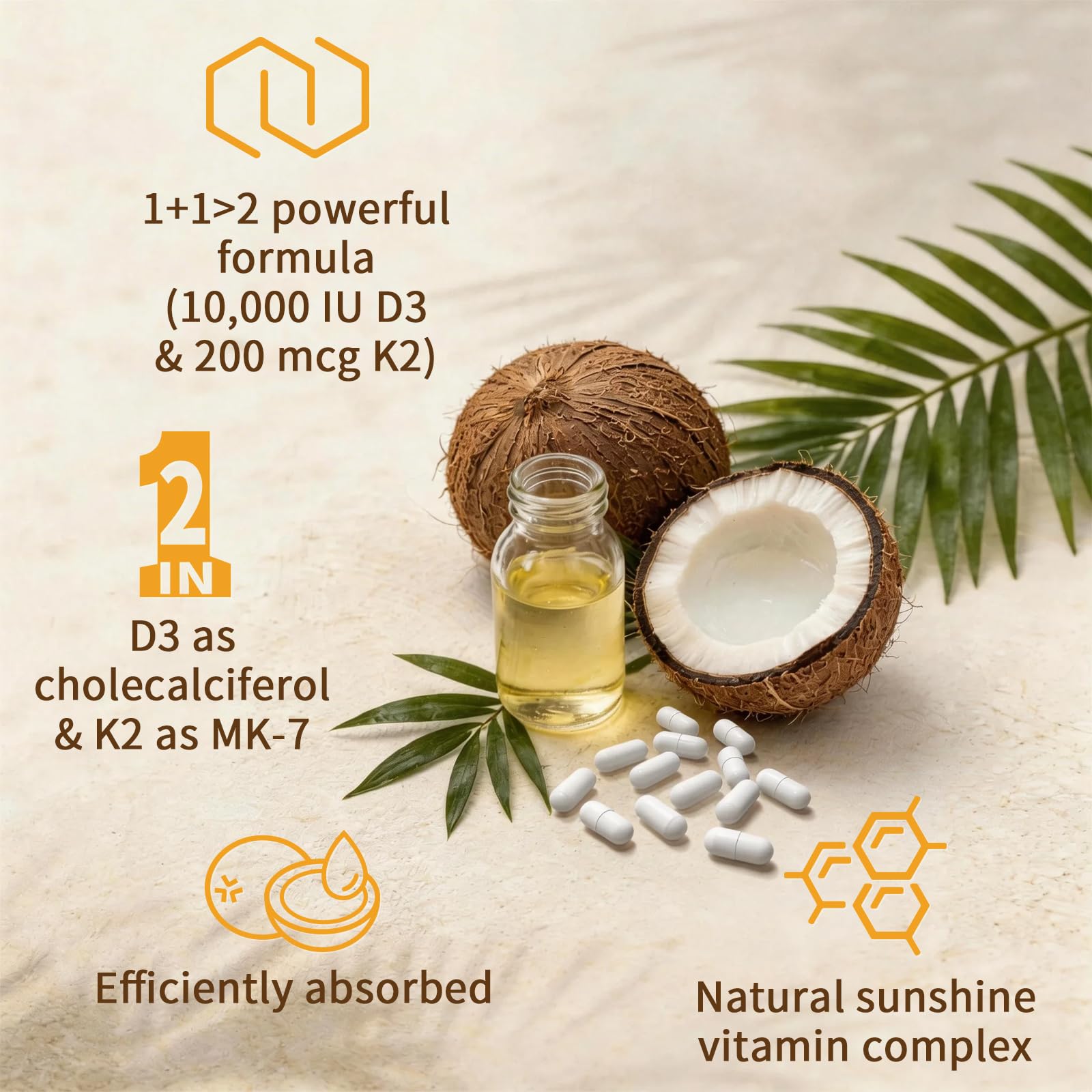 LETSCOL Vitamin D3 K2 Supplement ingredients list
