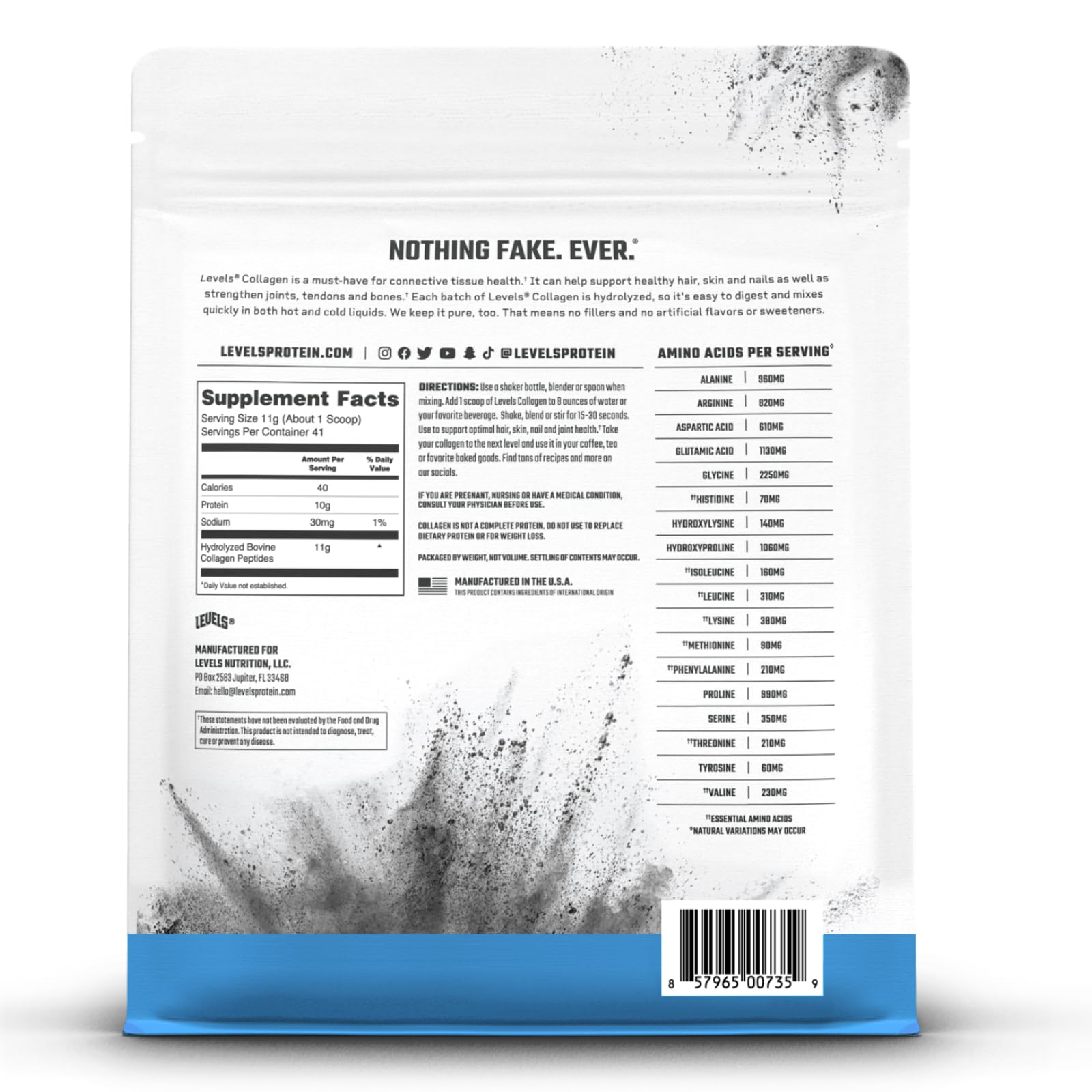 Levels Nutrition Unflavored Collagen Peptides in a bowl with fresh fruits