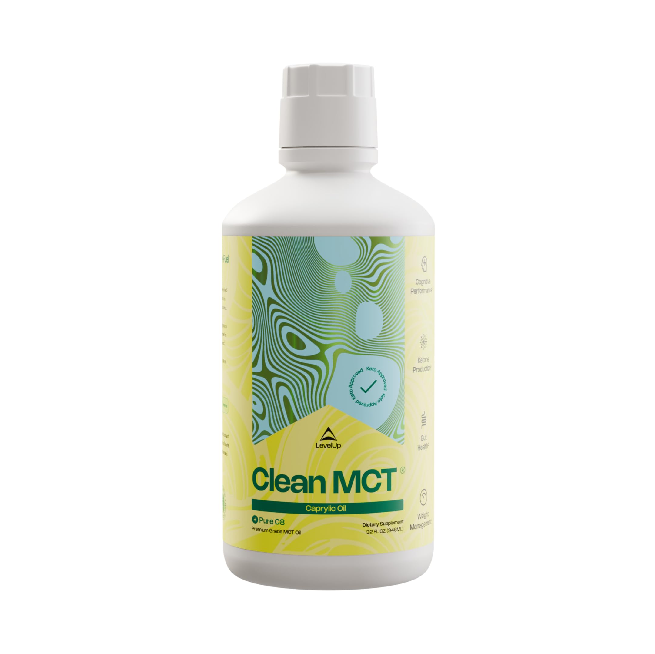 LevelUp MCT Oil 989g front view with clean label