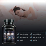 Leviathan Nutrition Slumber Sleep Aid Capsules on a wooden table