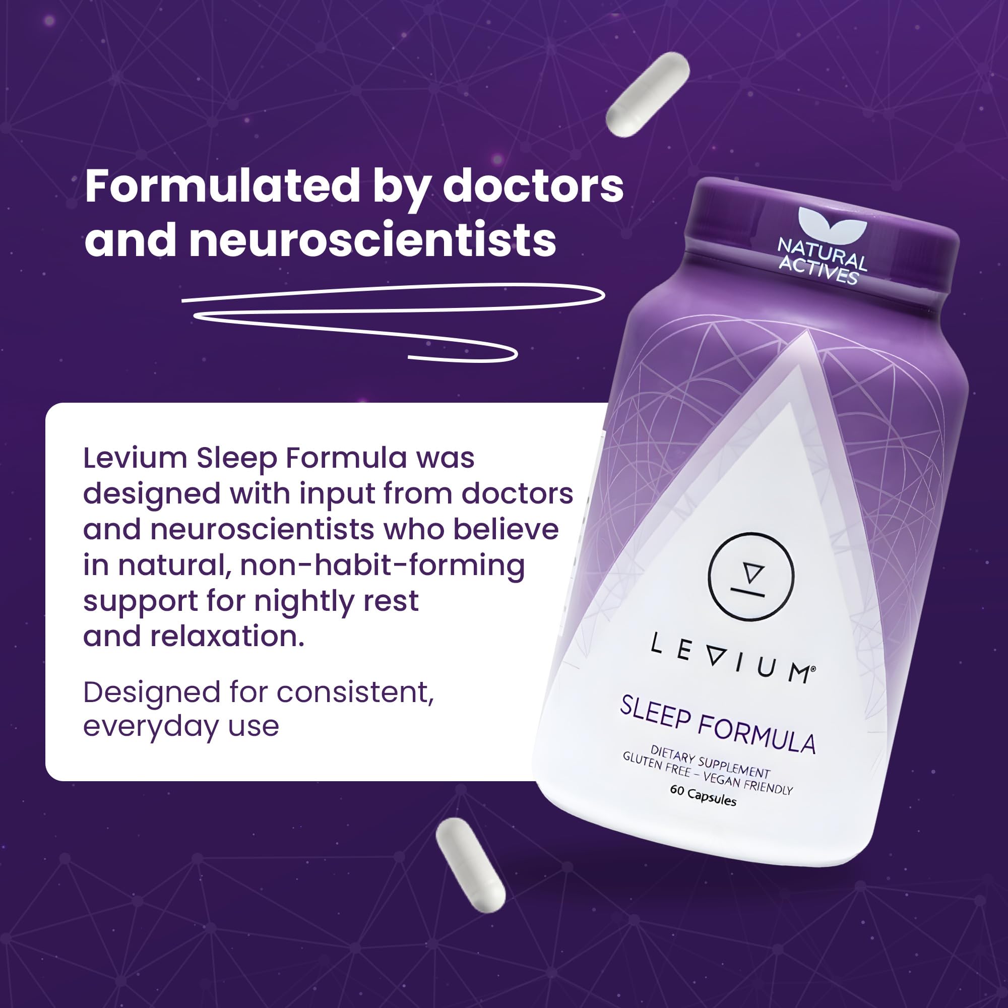 Levium Sleep Formula Supplement bottle side view