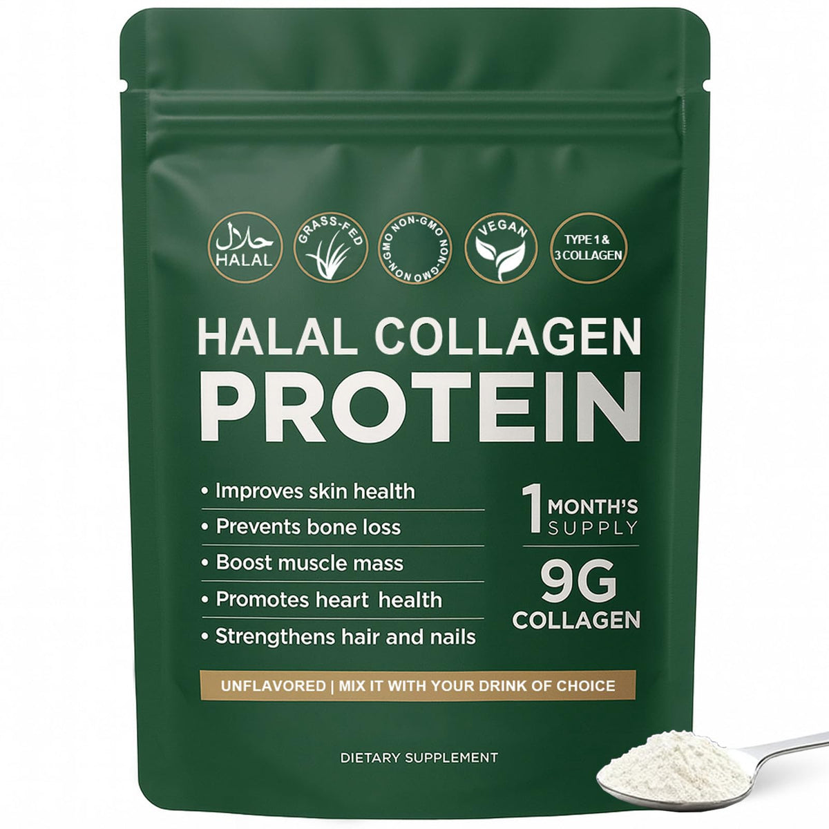 Lexenic Halal Collagen Protein Powder 300g front view