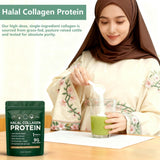 Lexenic Halal Collagen Protein Powder in a glass of water