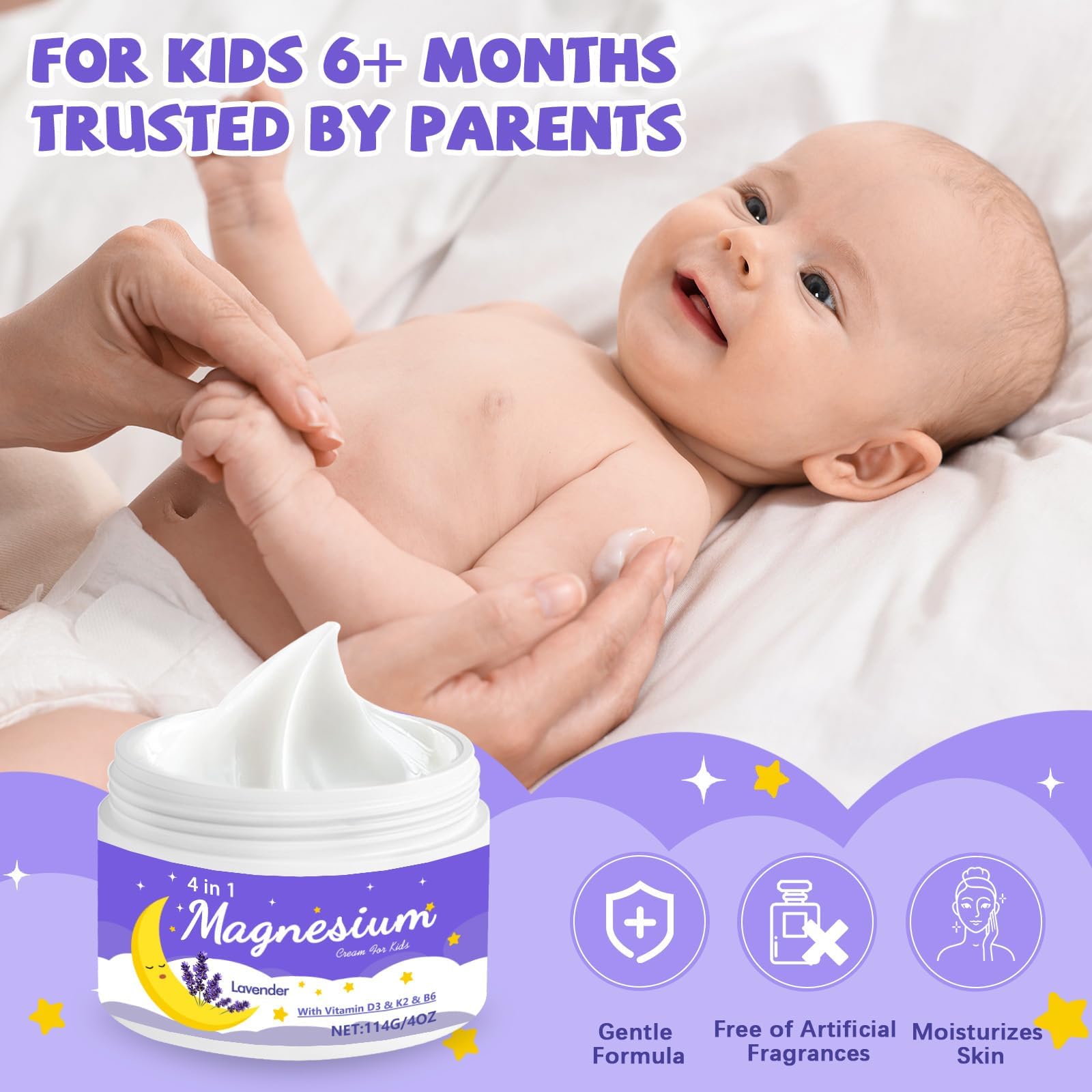 Leyoviz Calming Magnesium Cream for Kids 151g side view