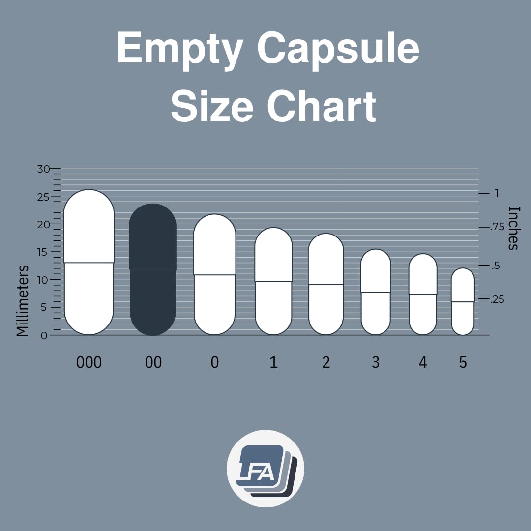 LFA Empty Gelatin Capsules Size 00 clear capsule showing contents