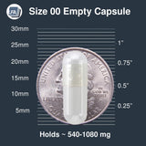 LFA Empty Gelatin Capsules Size 00 in a capsule filling tray