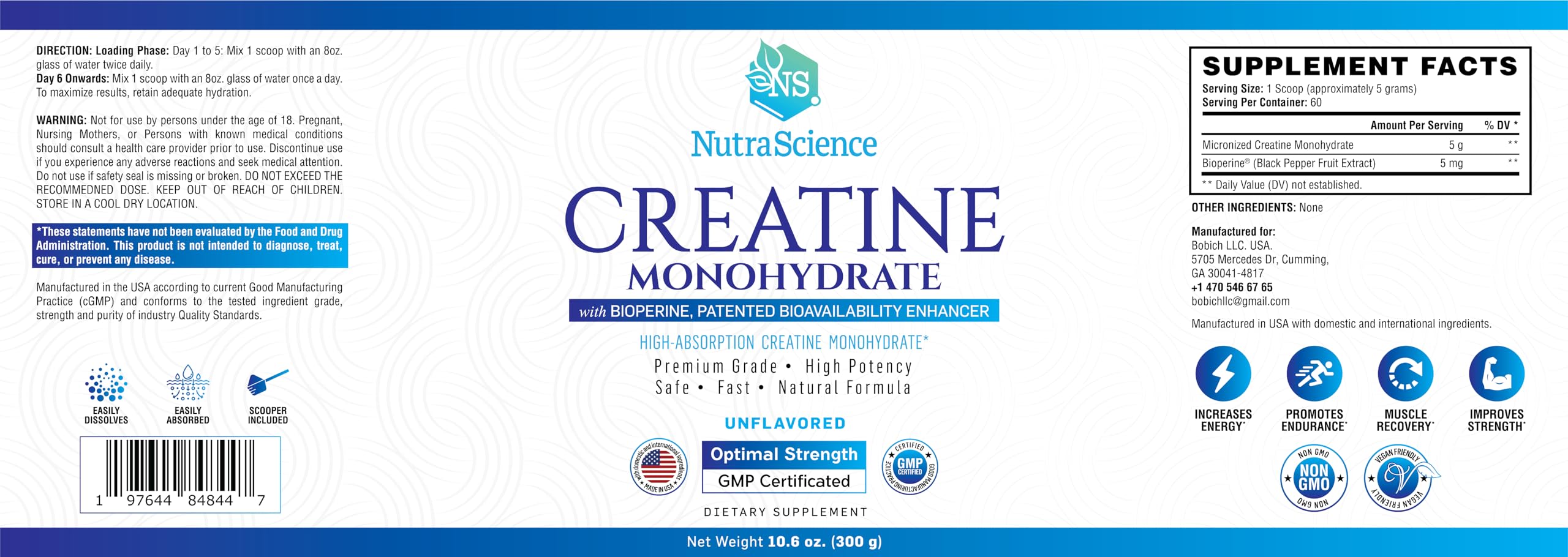 Liarminoo Creatine Monohydrate Powder in a glass of water