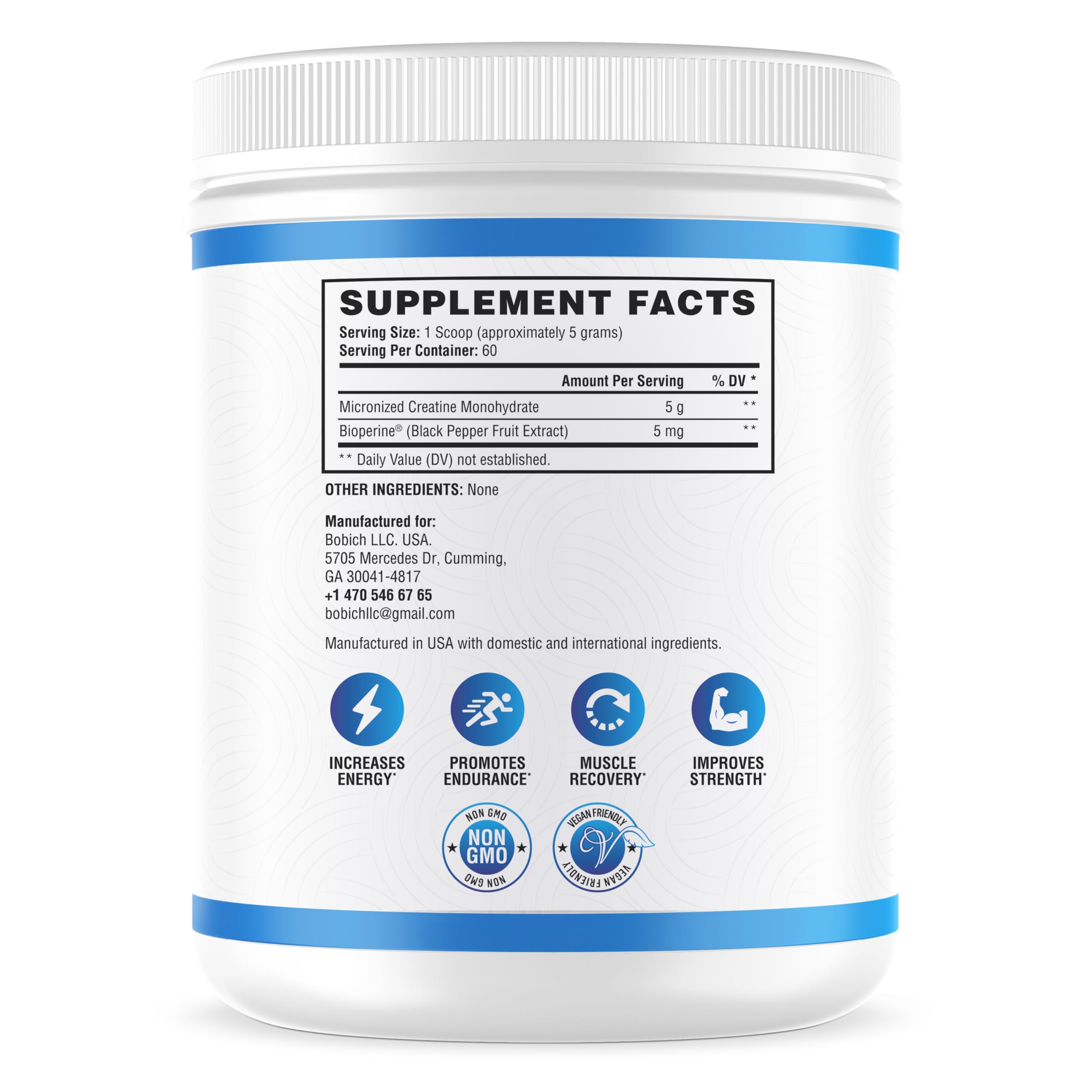 Liarminoo Creatine Monohydrate Powder packaging side view